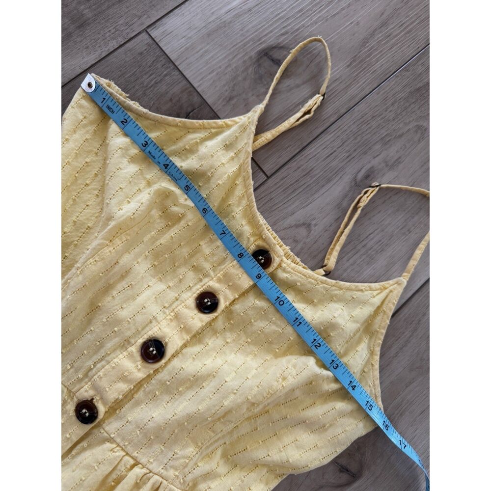 Japna Butter Yellow Eyelet Ruffle Hem Sun Dress Smocked Back Boho Summer M - Picture 12 of 15
